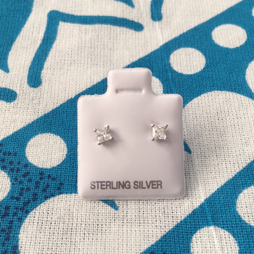 Sterling Silver Small Square Studs